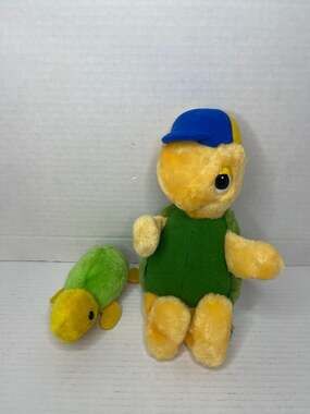 Vintage 1970s 1980s Dakin Turtle Plush Toy Set of 2 Stuffed Animals